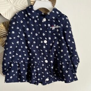Mignolo Navy Blue Kids Shirt with White Floral Pattern size 12-18 m